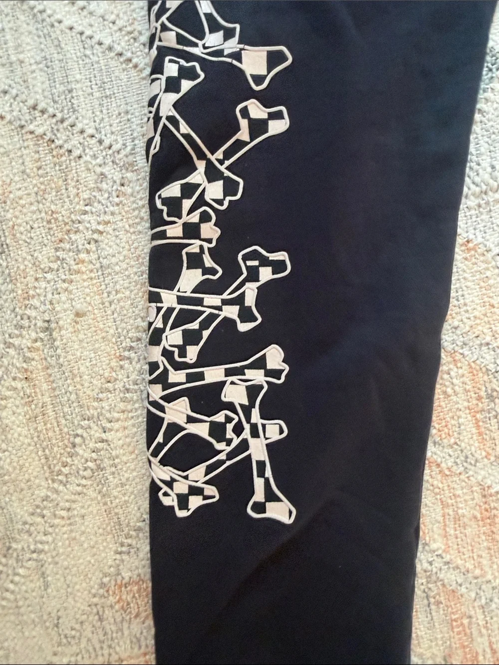 AMIRI Checkered Bones Black Sweatpants Luxury Brand Used Size Large UK 40 FR 50
